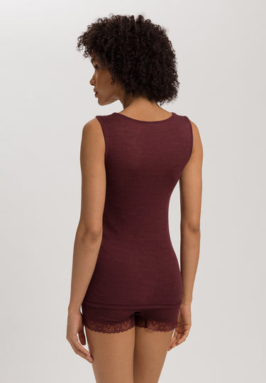 Woolen Lace Lace Trim Wool And Silk Tank Top | Vivid Brown 70828-2421